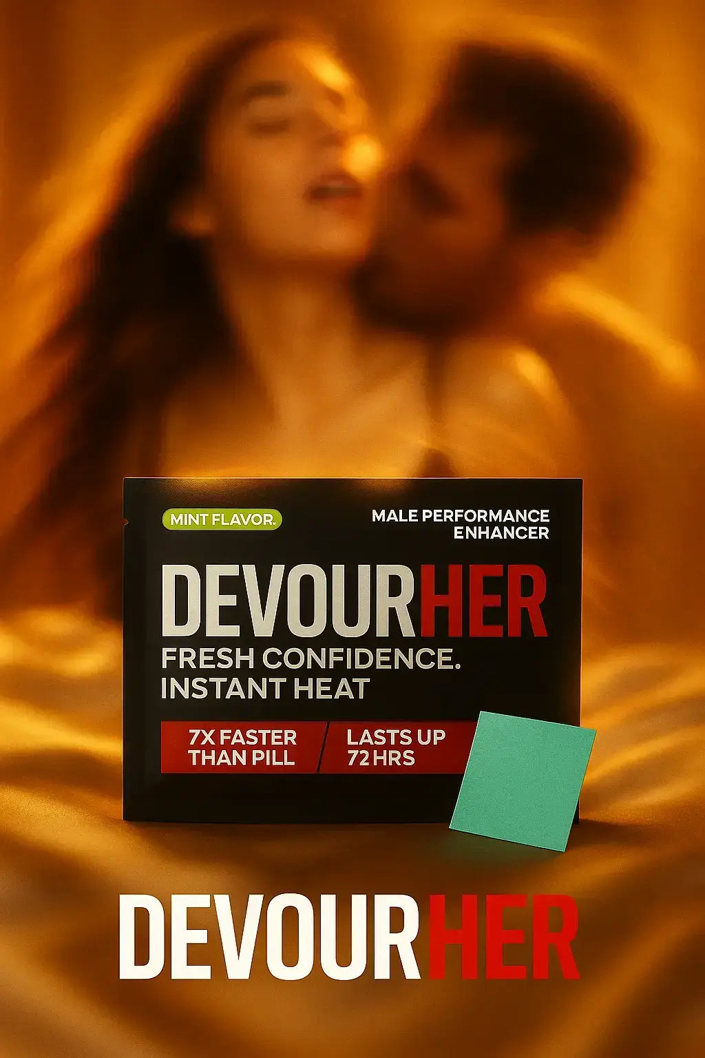 DevourHer mint-flavor performance strip packaging, 5-pack trial size