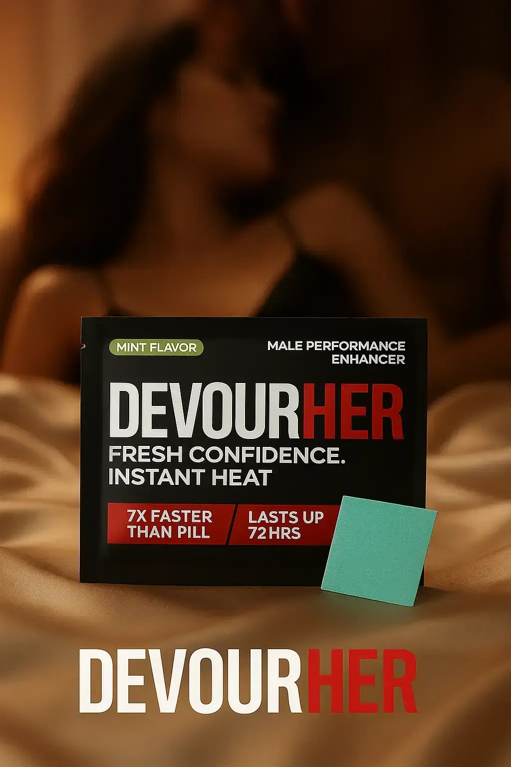 DevourHer mint-flavor performance strip packaging, 10-pack